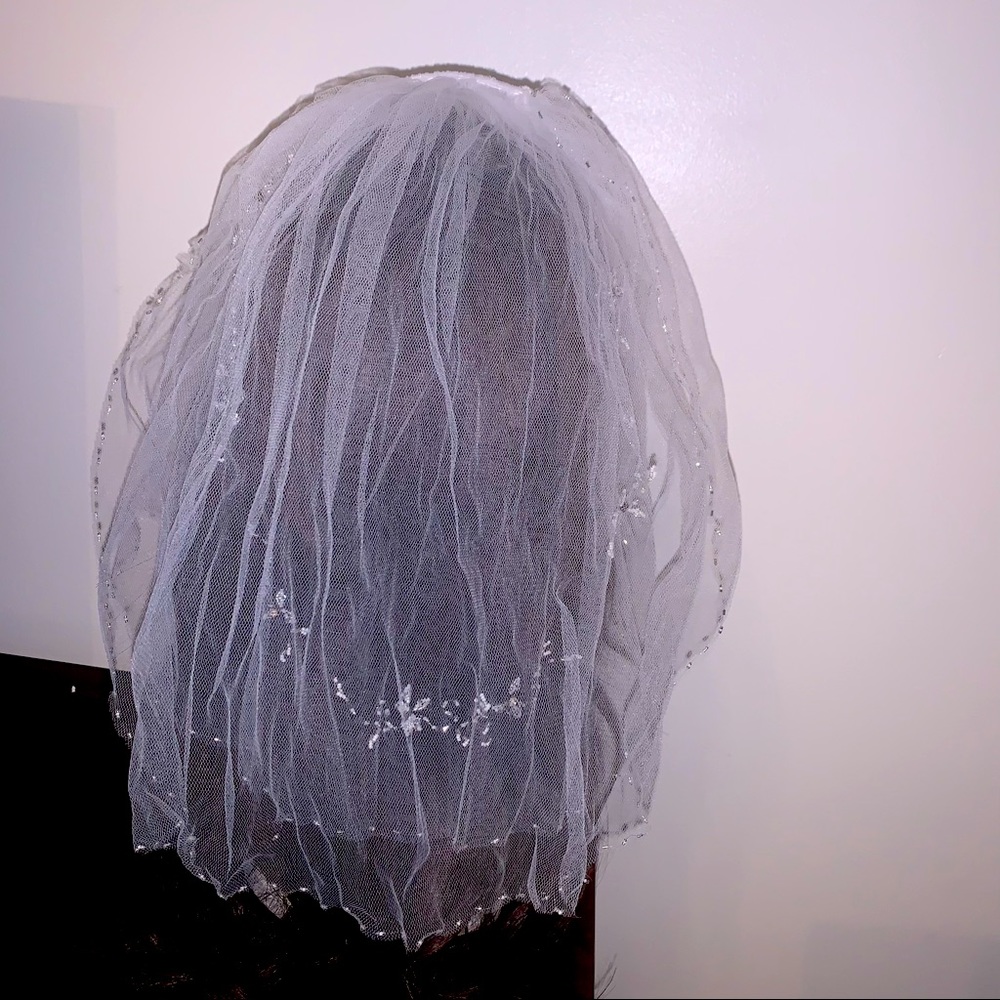 White baby veil to wear with flower girl or christening dress